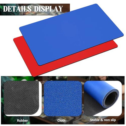 Ecally 4 Pcs Card Game Mats 24 x 14 Inch Playmat Table Smooth Playing Card Mat for TCG, Gameplay (Red,Blue) - color: Red, Blue