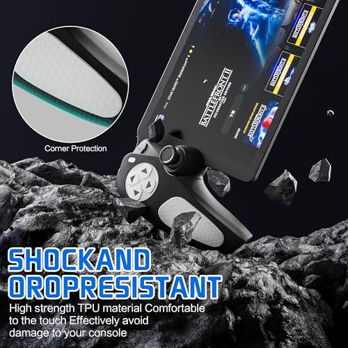 FUNDIARY Anti-Slip Silicone Skin for Ps5 Controller, PS5 Controller Accessories, Soft Protective Cover Case for PlayStation 5 Control Grip, Shockproof Grip Case with 4 Thumb Caps(Black) - color: Black with Whte Handle Grip