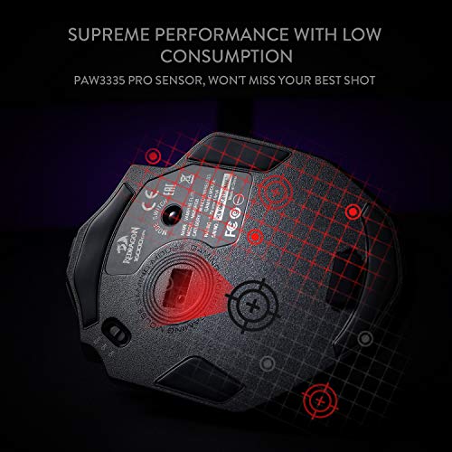 Redragon M686 Wireless RGB Optical Gaming Mouse 16000 DPI Remapping Keys | Cable-Free 0 Delay, Smooth Precise Tracking, Custom Macro Keybinds, Vibing Backlight, Ergonomic Grip Body Comfort