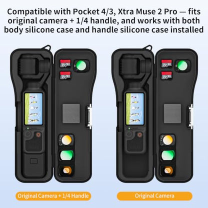 Portable Hard Case for DJI Osmo Pocket 4/3 Xtra Muse Camera Accessories (Long, black) - color: Long, black