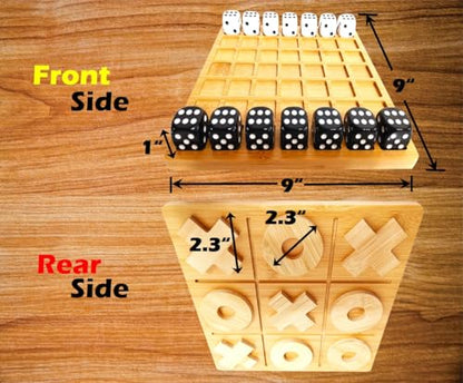 Dice Battle and TicTacToe Dual Sides Board Games, Wooden Coffee Table Games for Adults, 2 Player Best Bar Dice Games, Indoor Tabletop Game & 2 Players Wood Table Top Dice Game (Dual(2)/Log) - color: Dual(2)/Log