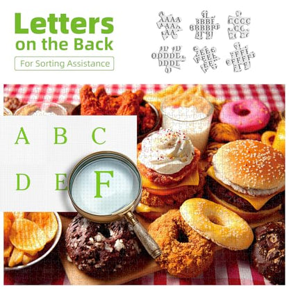1000 Piece Jigsaw Puzzle for Adults Fast Food Feast Burgers Fries Donuts Sweet Desserts Challenging 1000pc Puzzle Game Family Fun Activity(27.6" x 19.7") - color: Burgers Fries Donuts, size: (27.6"x19.7")