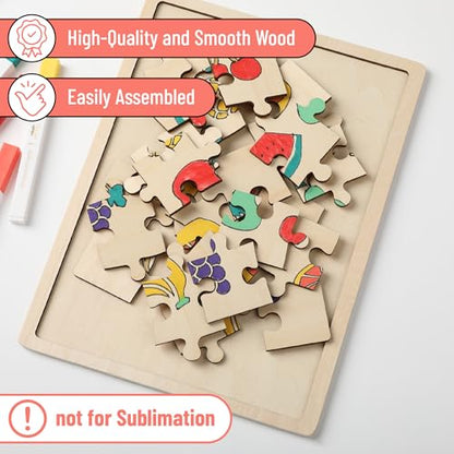 Mr. Pen- Blank Wooden Puzzle, 24 Pieces, 11.8" x 8.8" | Wooden Blank Puzzles to Draw on - size: 24 pcs, 11.8" x 8.8"