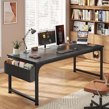 DurayLoly 63 x 24 inch Large Gaming Desk, 24mm Thick Desktop with RGB LED, Computer Desk with Built-in Power Outlets, Detachable Stand, 150LBS Heavy Duty, Ultimate Desk for Pro Gamers, Black - color: Black, size: 63 Inch