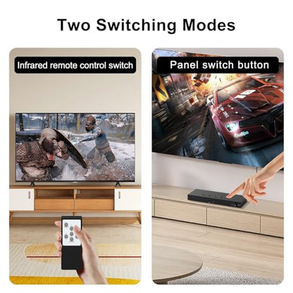 4In to 2Out HDMI/AV Switch (1 AV Input+3 HDMI 2.0 Inputs) RCA to 2Port HDMI Converter for PS1/2/3/4/5, N64, SNES, Switch, DVD, Roku etc. - style: 3HDMI+AV to 2HDMI Converter