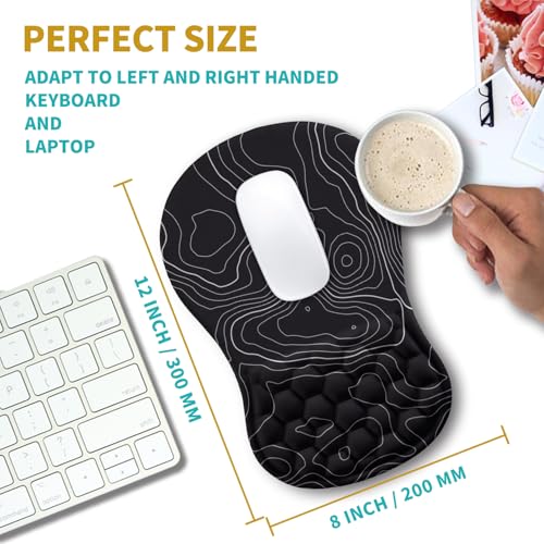 Hokafenle Ergonomic Mouse Pad Wrist Support, Wrist Rest Mousepad for Carpal Tunnel Pain Relief with Integrated Memory Foam Slope Massage Bulge (11.8x7.9 inch,Topographic Contour) - color: KM01-Topographic Contour