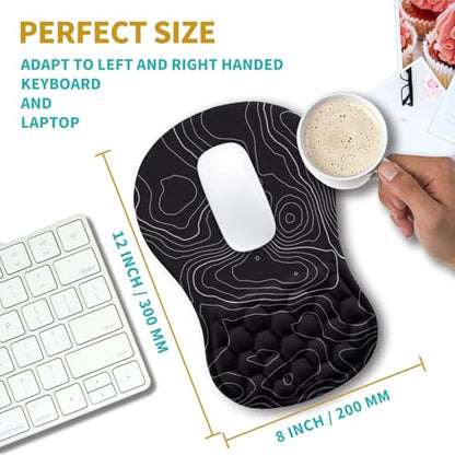 Hokafenle Ergonomic Mouse Pad Wrist Support, Wrist Rest Mousepad for Carpal Tunnel Pain Relief with Integrated Memory Foam Slope Massage Bulge (11.8x7.9 inch,Topographic Contour) - color: KM01-Topographic Contour