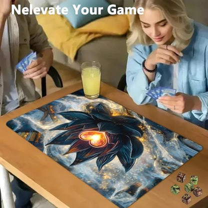for MTG Game Playmat - 24 x 14 inches with Dices and Storage Bags, Non-Slip Base for TCG and Board Game Card Mats, Trading Card Games Mat, Enchanted Lotus of Love Pattern Collectible Card Playmats - color: Jv-playmat-p7-1-d118