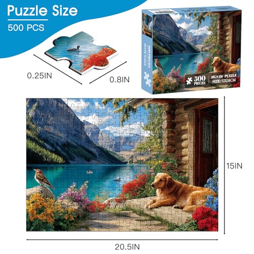 500 Piece Landscape Puzzle for Adults – Dog Jigsaw Puzzle 500 Pieces for Adults Seniors – Eco-Friendly Recycled Paper – Fun & Challenging Family Game Gift for Friends and Family (20.5 x 15 in) - style: Landscape Dog