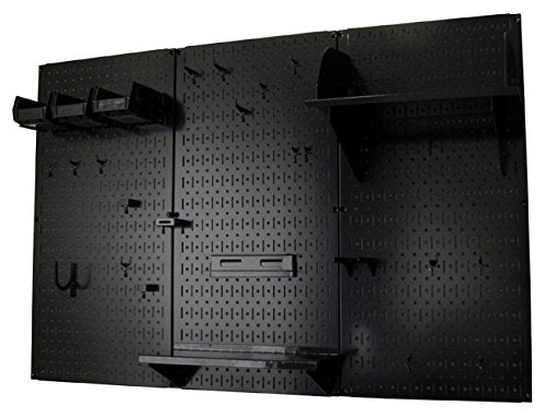 Wall Control Pegboard Organizer 4 ft. Metal Pegboard Standard Tool Storage Kit with Black Toolboard and Black Accessories - color: Black