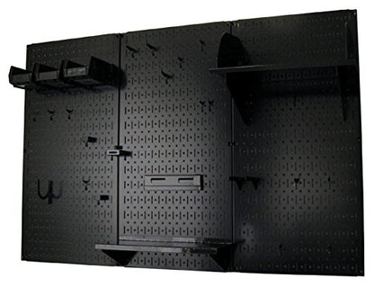 Wall Control Pegboard Organizer 4 ft. Metal Pegboard Standard Tool Storage Kit with Black Toolboard and Black Accessories - color: Black