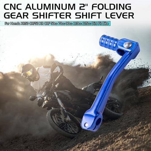 CNC Aluminum 2" Folding Gear Shifter Shift Lever for Honda XR50 CRF50 XR CRF 50cc 70cc 90cc 110cc 125cc Dirt Pit Bike (Blue) - color: Blue