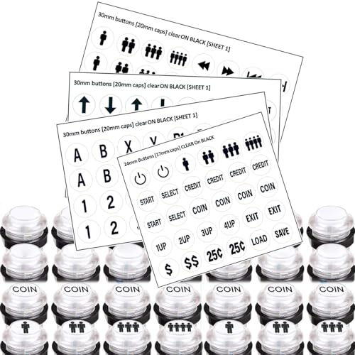 30mm and 24mm White Arcade Button Controller Decals with Die-Cut, High-Visibility Symbols, for DIY Arcade Decals in Two-Player Game Setups(Style 2) - color: White Game Button Stickers* 4pcs