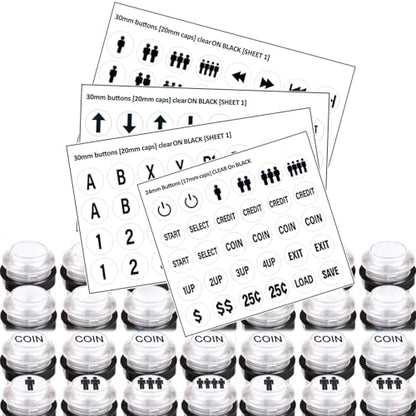 30mm and 24mm White Arcade Button Controller Decals with Die-Cut, High-Visibility Symbols, for DIY Arcade Decals in Two-Player Game Setups(Style 2) - color: White Game Button Stickers* 4pcs