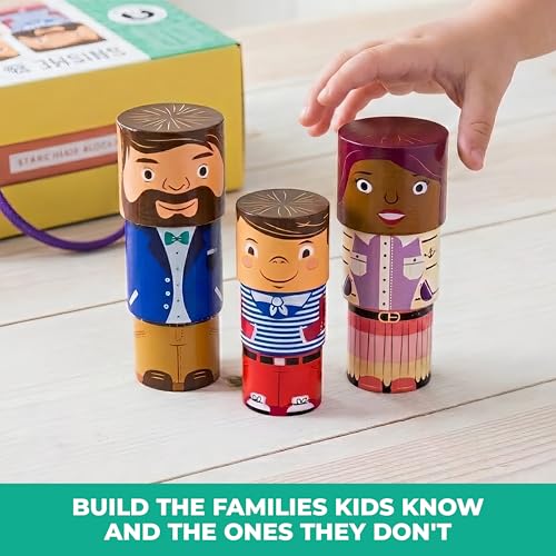 32-Piece Magnetic Wooden Figures, Adults and Kids | Multicultural family set, adult and child pieces in four skin tones, toddler diversity toys for preschool and child care - size: 32 Piece Set