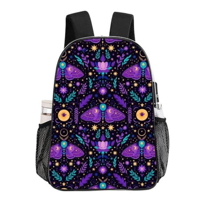 Reinforced Strap Clear See Through Backpack Concert Festival | Padded Adjustable Shoulder Strap, Goth Moon Moths, Stadium Approved Bookbag for College Men Women Festival - color: Pattern (322)