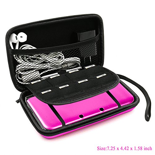 ADVcer 3DS Case, EVA Waterproof Hard Shield Protective Carrying Case with Detachable Hand Wrist Strap Compatible with Nintendo 3DS, 3DS XL, New 3DS, DSi, DSi XL, DS, DS Lite (Fuchsia) - color: Fuchsia