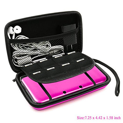 ADVcer 3DS Case, EVA Waterproof Hard Shield Protective Carrying Case with Detachable Hand Wrist Strap Compatible with Nintendo 3DS, 3DS XL, New 3DS, DSi, DSi XL, DS, DS Lite (Fuchsia) - color: Fuchsia