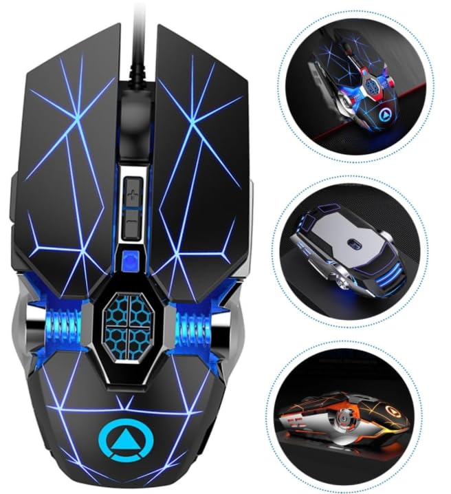 Wired Gaming Mouse, Silent Click Edition, USB Computer Mouse for PC, Laptop, Desktop, E-Sports Compatible, Matte Black