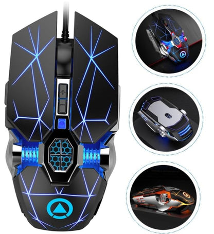 Wired Gaming Mouse, Silent Click Edition, USB Computer Mouse for PC, Laptop, Desktop, E-Sports Compatible, Matte Black