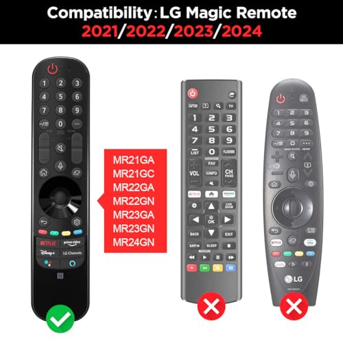 Silicone Case for LG AN-MR21GA / AN-MR22GA Remote Control [Shockproof] Anti-Slip Protective Cover for LG MR23GA MR24GN Magic Remote Case Sleeve Holder Protector Skin (Black) - color: Black