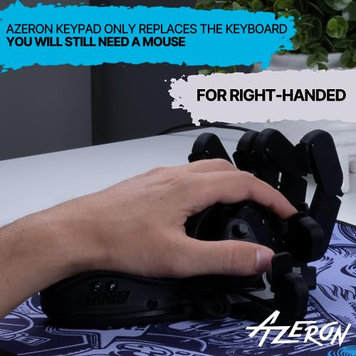 AZERON Cyborg Gaming Keypad – Programmable One Handed Keyboard for PC Gaming – with Analog Thumbstick and 29 Programmable Keys – 3D Printed Keypad – for Righties (Black)