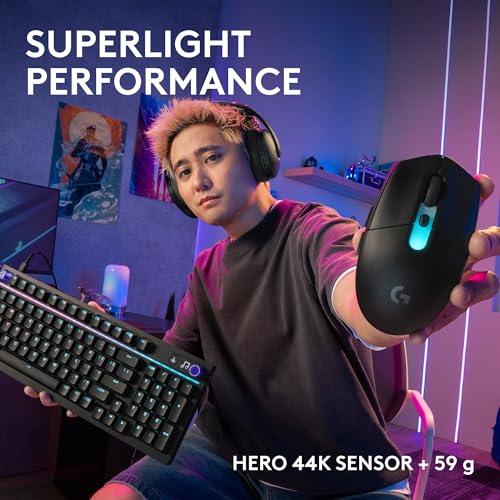 Logitech G305 X Superlight Wireless Gaming Mouse - Black | 59g Lightweight, 44K DPI, 678 IPS, Wireless 2.4 GHz/Bluetooth/USB-C, <170 hr Battery, 6 buttons, RGB, PC/Mac Compatible - color: Black, style: Superlight