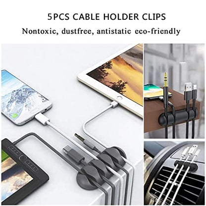 Cable Management Organizer Kit 2 Cable Sleeve Split with 41Self Adhesive Cable Clips Holder, 10pcs and 2 Roll Self Adhesive tie and 100 Fastening Cable Ties for TV Office Home Electronics etc - color: Black