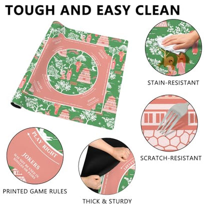 Mahjong Mat with Carrying Bag and 3 Dice, 31.5" X 31.5" Noise Reduction Mahjong Table Cover, Non Slip Gaming Mat for Board Tile Games Poker Card Dominoes, Mahjong Gifts for Women Mahjong Accessories - color: A01