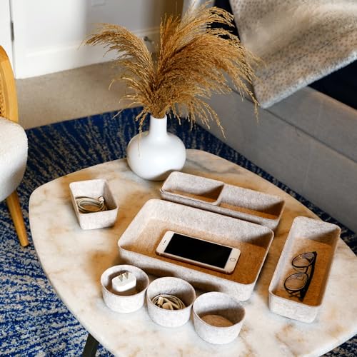 Welaxy Office Desk Drawer Organizer Tray hygge aesthetics 8 pc bin Oatmeal - color: Oatmeal