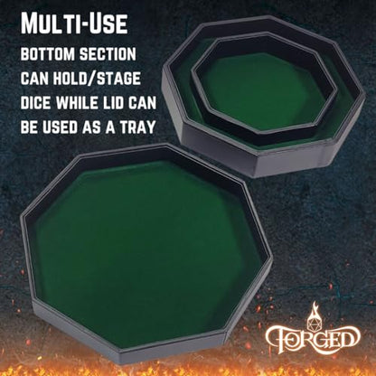 Forged Dice Co. Dice Arena Rolling Tray and Storage Compatible with Any dice Game, D&D and RPG Gaming - color: Green