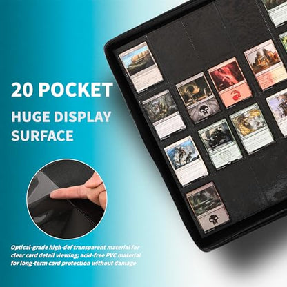 2000 Pockets Trading Card Binder, 20-Pocket Card Ablum Compatible with MTG,Sports Cards & Other Standard Size Trading Card (PINK) - color: 20 Pocket Pink