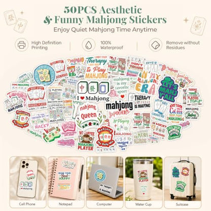 Green Mahjong Mat for Table & 50PCS Stickers| Carrying Bag, Heavy Floral Mahjong Mats& 2 Dices, Noise Reduction Non Slip Foldable, 31.5x31.5 Game Table Cover, for Playing Card, Board Tile Games - color: Green