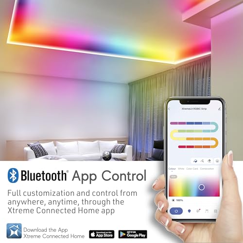 Xtreme RGB+IC LED Light Strip, 100’ Foot Indoor Sound Reactive Multi Color Chasing LED Light Strip, Bluetooth App Control, Sound Reactive Gaming Lights, 540 RGB+IC LED Lights, 24V Plug-in Light Strip - size: 100 Foot