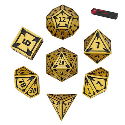 UDIXI Metal Dice Set D&D RPG DND Dice Set for Role Playing Games (Gold) | 7-Pieces, Lozenge Pattern, Zinc Alloy Material, Gorgeous Gift Case, DM Gift, for Dungeons and Dragons Role Playing Games - color: Gold