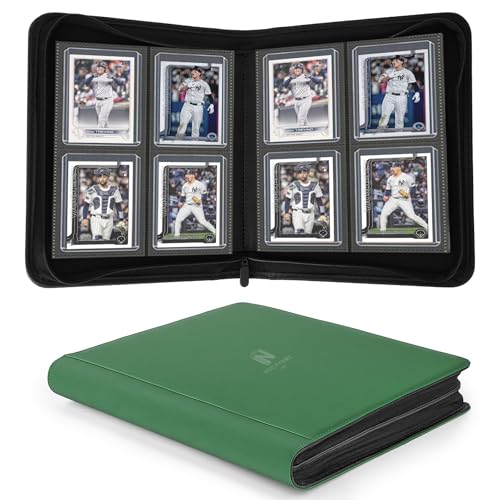 Toploader Binder,4 Pocket with 128 Card Slots for 3" x 4" Rigid Cards,PU Card Album for Trading Cards & Sports Cards(Green) - color: Green, size: 4 Pocket