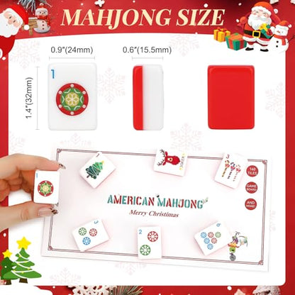 American Mahjong Tile Set with Carrying Bag and Accessories, 160 Acrylic Engraved Mahjong Tiles with Racks with Pushers, Mahjong Tile Set for Family Friends