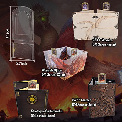 CZYY DND Initiative & Combat Tracker Set, Acrylic Markers with Insert Cards | 6 Transparent Acrylic Holders, Top on 2-5 mm GM Screen, Erasable & Reusable, Great DM Tools & Accessories for Tabletop RPG