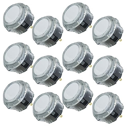 Qanba Gravity KS Mechanical Shafts Silent Pushbutton 24mm Snap-in (Boxed (Clear White E02(12 pcs) - color: Clear White E02(12 pcs）