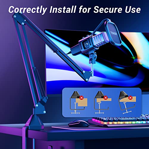 TONOR USB Gaming Microphone, RGB Streaming Microfono Set, PC Podcast Recording Computer Mic for PS4/5, Discord, Twitch, Cardioid Condenser Mic with Adjustable Boom Arm Stand TC30S+