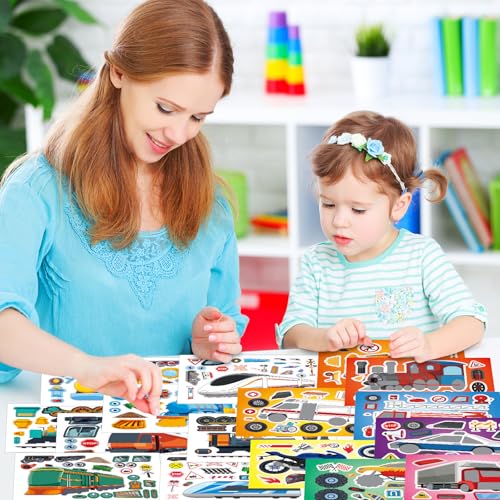 48 Sheets Create Vehicle of Dreams Stickers, Make Your Own Stickers for Boys and Girls, Travel Sticker Books, Party Favors, Birthday, Home, School and Activities Gifts for Kids Ages 3+ - style: Vehicle