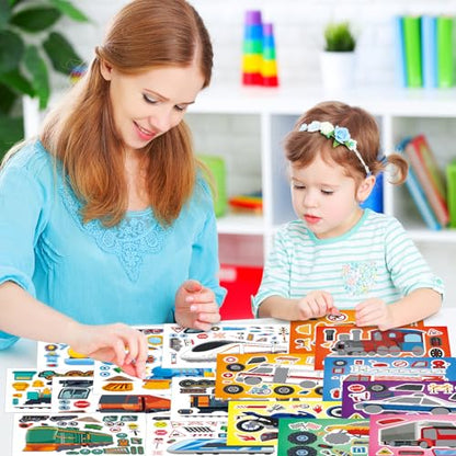 48 Sheets Create Vehicle of Dreams Stickers, Make Your Own Stickers for Boys and Girls, Travel Sticker Books, Party Favors, Birthday, Home, School and Activities Gifts for Kids Ages 3+ - style: Vehicle
