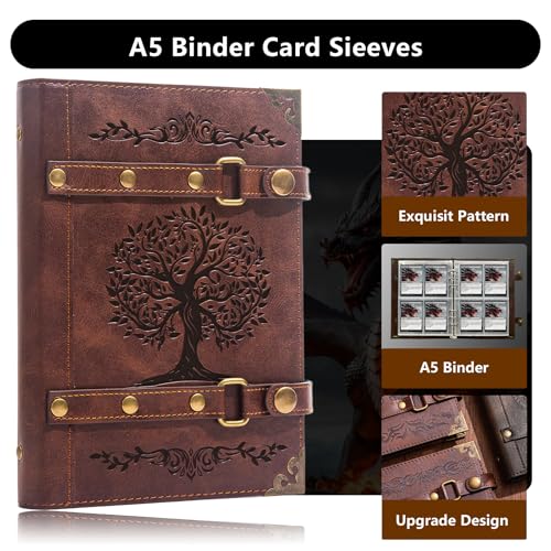 Trading Card Binder,4 Pockets 240 Cards Holder Collector Album | with 30 Removable Sleeves Compatible For Football Card TCG Game Sports Cards Card Holder Binder Magic The Gathering Card - color: x6-Tree of Life-Red