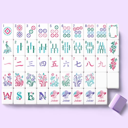 American Mahjong Tile Set, 160 Purple 4 Layer Mah Jong Game Tiles with Tile Bag, Gift-Ready Storage Box, 4 Dice with Pouch, Mahjong Travel Tiles Set, Majiang Set, Majong