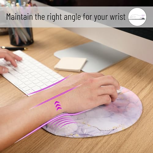 Mr. Pen- Ergonomic Mouse Pad with Wrist Rest, Pink Marble Luxe Design | Breathable Fabric with Memory Foam Cushion, Non-Slip Rubber Base, Gel Mouse Pad with Wrist Support - color: Pink Marble Luxe