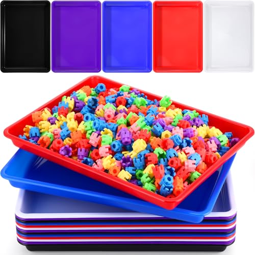 Maitys 15 Pack Plastic Art Trays 12 x 16 Inch Activity Crafts Trays Sensory Tray DIY Projects, Painting, Beads, Jewelry Office Home Organizer Arts and Crafts Supplies(Mixed Color) - color: Mixed Color