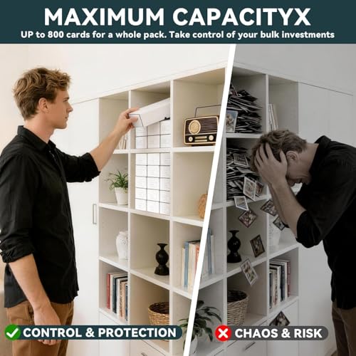 Trading Card Storage Box 10-Pack, 1000 Count Heavy Duty Corrugated Cardboard Box - Bulk Organizer for TCG, MTG,Sports & Collectible Cards, 12.8 INCH Horizontal