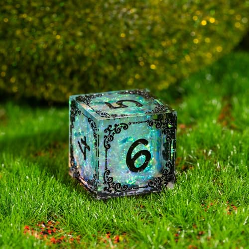 Cusdie 7-Piece Sharp Edges DND Dice Set with Sprout Design - Perfect for Tabletop RPGs Board Games Gifting and Collecting(Sprout Transparent Black) - color: Sprout-transparent