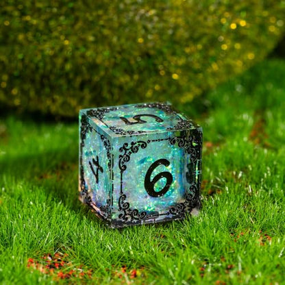 Cusdie 7-Piece Sharp Edges DND Dice Set with Sprout Design - Perfect for Tabletop RPGs Board Games Gifting and Collecting(Sprout Transparent Black) - color: Sprout-transparent