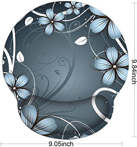 Ergonomic Mouse Pad with Wrist Support,Non-Slip Rubber Base for Computer Laptop & Mac,Lightweight Rest for Home,Office & Travel (Blue Flowers) - color: Blue Flowers